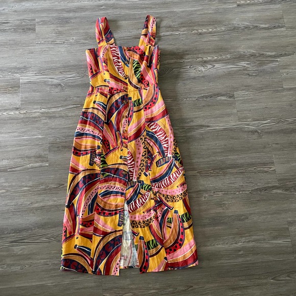 Farm Rio Linen Banana Midi Dress - Picture 2 of 6